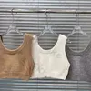 新しいセクシーなニットタンクトップ女性スタイリッシュなプリントクロップホルタートップスクープネックキャミソール夏のストレッチベスト