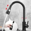 Bathroom Sink Faucets Kitchen Faucet Single Hole Pull Out Spout Mixer Tap Stream Sprayer Head Black Or Brushed Multifunctional