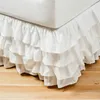 4 lager Ruffled sängkjol Wrap Around Elastic Bed Kirt Bed Cover utan ythem EL BED -kjol Twin Full Queen King 240106