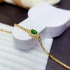 VVS Grade Diopside Bracelet with 3 Layers 18K Gold Plating 5mmx7mm 0.7ct Natural Chrome Diopside 925 Silver Bracelet