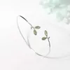 Charm Bracelets Fashion Silver Color Bangle For Women Green Opal Leaf Twigs Branch Jewelry Girls' Gift Drop