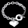 Länkarmband 925 Sterling Silver Heart for Women Wedding Souvenir Luxury Jewel Christmas Party Juvelery