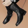 Brytyjski styl haftowy haft męski High Big rozmiar 46 skórzane western Casual Cowboy Boots for Men Botas Hombre