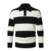 Men's Sweaters 2024 Autumn/Winter Stripe Contrast Knitted Sweater Long Sleeve POLO Classic Business Versatile