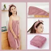 Handduk 4-delad Set Bath Comfy Absorbent Microfiber Women's Version Tube Top Bow Dress Shower Bastu Spa Body Robe