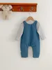 Dzieci Duże kieszonkowe luźne kombinezon jesienna dziewczynka niemowlęce szelki kombinezon dla dzieci chłopiec retro dżinsowe spodnie niemowlę bawełniane spodnie 240108