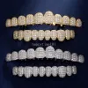 10 أسنان bling شوايات الأسنان الزركون الصافية للرجال للرجال نساء 18K الذهب مطلي بالقلق الكامل CZ Grillz مجموعة الهيب هوب Grillz