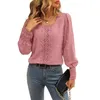 Damesblouses Lente Zomer Elegante dames hemdje met lange mouwen en oogjes