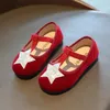 Sapatilhas de balé da menina estrela brilho veludo bonito crianças princesa sapatos elástico 21-30 linda luz crianças sapato plano 240108