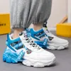 Nowy list modowy wydrukowano zimę dla wygodnych trampek Letaher Casual Sneakers Platform High-Top Buty trenerzy Mężczyźni