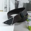 Ceinture de créateur Hommes luxe triangle logo Ceintures en cuir véritable mode boucle en alliage de zinc largeur 3,8 cm 3 options de couleur avec boîte