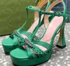 Neuer Damenschuh, Designer, grober Absatz, wasserdichte Plattform, gewebter Riemen, offene Spitze, sexy rosa Marken-High-Heels, Sommer-Premium-Schafe