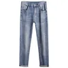 Jeans pour hommes Designer 2023 Printemps Marque de mode Bleu Slim Fit Casual Élastique Petit Pantalon droit 78OY