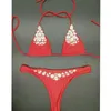 Diamond Bikini Set Style seksowne kobiety stroje kąpielowe Rhinestone Kąpiec Bling Stones Beach Crystal Bikini 240108