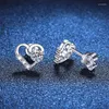 Studörhängen S925 Pure Silver Ear Studs Female Mosang Diamond Simple Lover Love D Color 30 Points