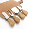 Knivar 4 st / rostfritt stål ostkniv bambuhandtag träpizza bröd grädde bakverktyg kök tillbehör