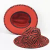 Berets Zebra Imprimir Estilo Boater Primavera Verão Atacado Fedora Chapéus Cap Mulheres Homens Aba Larga Unisex Jazz Chapéu De Feltro Para Adultos