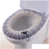 Tampas de assento do toalete 1 Pcs Banheiro Er Soft Warmer Lavável Tapete Almofada Acessórios Toilettes Accessoires Drop Delivery Home Garden Dhmpx