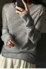 Kadın Sweaters Avrupa Malları Saf Yün Sweater Kadın Bahar Sonbahar İnce Crewneck Çizgili Örgü Kaşmir