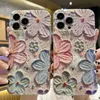 Nieuwe oliekleurige bloemblaadjes telefoonhoesje Telefoonhoesje voor iPhone 15 14 13 12 11 Pro Max Plus Mini XR XS Max X 7 8 Plus Flash Drill CoverL240105