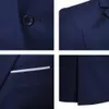 Hommes costumes Blazers 3 pièces 2 ensembles élégant luxe mariage affaires gilet pantalon bleu manteaux formel vestes coréen 240108