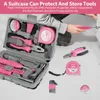 1324pcs Hushållsreparationsverktygssats Multipurpose Pink Hand Set med lagringsfall Hållbar hammare och Allen Key 240108