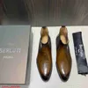 BERLUTI Botas de cuero Nuevas botas cortas Chelsea de un solo paso con diseño de piel de becerro para hombre Botas de cuero británicas HBTS