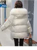 Manteau de fourrure véritable col de fourrure de renard naturel veste d'hiver femmes lâche court vers le bas manteau blanc canard doudoune épais chaud vers le bas Parka 240106