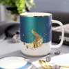 Mugs Ins Nordic Ceramic Cup Creative Drinking Household Mug With Lid Spoon Personality Trend Coffee Tea