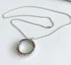 Chaînes 1PC Coloré Strass Rond Verre Flottant Médaillon Collier Argent Pull Fit Charms