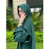 Abbigliamento etnico Pianura Donne musulmane Djellaba Eid Abaya con sciarpa Abito lungo maxi Ramadan Caftano Abito arabo islamico Dubai Femme turche saudite