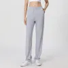 AL Yoga Femmes Épaissi Taille Haute Solide Fiess Lâche Cordon Droit Course Coton Pantalon Large Dame Loisirs De Plein Air Sport Pantalon