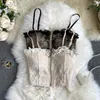 Camis Lady New Fashion Retro Drewniane Ucho Koronki Haftowane Kamizelki Zamek Seksowny Biustonosz Bandeau Klatki Piersiowej Bielizna Gor