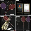 Badminton Rackets Alp Rlf 1 Pair U 72G Fl Carbon Fiber Tralight Racket With Installed String Professional Offensive Type Drop Delivery Otbjm