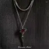 Ketten Roter Kristall Zepter Anhänger Luxus Gothic Stil Legierung Charme Kette Mode Temperament Collares Halskette Für Frauen Partei Schmuck