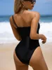 Pantalon noir et blanc Patchwork Bikini une pièce maillots de bain femme 2022 nouveau maillot de bain Push Up femmes fermeture éclair Monokini maillot de bain pour femme