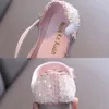 Enfant en bas âge enfant chaussures habillées fête de mariage fleur filles ballerines sandales paillettes classique arc princesse cristal paillettes chaussures de danse 240108