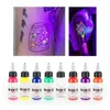 Tinta de tatuagem fluorescente profissional, garrafa de 15ml, pigmento de micropigmentação, luz roxa, tinta uv, pigmento de tatuagem para pintura corporal 240108