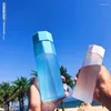 Bottiglie d'acqua Bottiglia di plastica opaca poligonale con corda Portatile Succo freddo di frutta A prova di perdite Tazza da escursionismo per arrampicata sportiva
