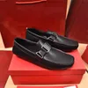 Designer Scarpe di lusso Scarpe da uomo Mocassino in pelle nera Slip On New Black Mens Giordano Gancini Scarpe eleganti Bit Marrone Blu con scatola originale