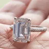 Cluster Rings Silver 925 Original Real 10 Emerald Cut Diamond Test Past D Color Moissanite Wedding Ring For Men Women Gemstone Jewelry