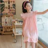 Girl Dresses Princess Dress Girls' Cotton Linen Ruffled Edge Flying Sleeves Birthday Short Sleeve Teenager Party Knee Length