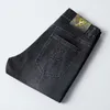 Herenjeans Designer Herfst Trendy Merk Koreaanse editie Kleine Voeten Broek Slim Fit Dik Geborduurd Lang GNMN