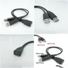 Computer Cables Connectors S Black Usb 3.0 Female To Dual 2 Male With Extra Power Supply Data Y Extension Cord For 2.5Mobile Hard Disk Otnlo