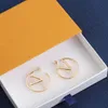 Box Women l-letters Quality Stud Big HoopEarrings Never Fade Luxury Studs