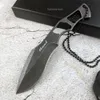 Inch Tactical 5.7 Fixed Blade Knife With Chain One-Piece Stone Washed Rostfritt Steel Self Defense Jungle Survival Knife EDC