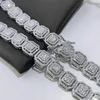 Iced Out Quadrato Scintillante Baguette Cubic Zirconia Catena Grosso Uomo Donna Gioielli Girocollo Hip Hop 13mm Diamante Tennis 240106