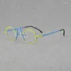Sunglasses Frames Two-color Pure Titanium Oval Glasses For Men And Women Personality Ultra Light Optical Frame Small Myopia Prescription Gla