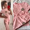 2024 frauen Sommer Zwei Stück Set Bee Druck Bleistift Hose Anzug Mode Jogging Jogginghose Sporting Trainingsanzug Overalls Mehrere Farbe