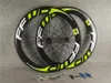 Wielen Groen Logo F6R 700c 3K Glanzend 60 mm FFWD Carbon racefietswielen Voorwielset achter met 23 mm breedte Zwarte Novatec A291 naven 11 Spe